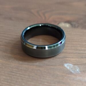 Men's Black Titanium Finish Dome Ring - Sleek Modern Band